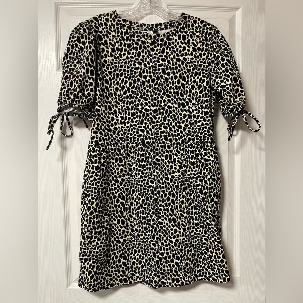 TOPSHOP Black and White Leopard Print Dress Size 8 - Picture 3 of 6